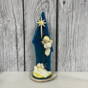 Vintage Gurley Nativity Christmas Candle Angels & Star Buffalo NY USA